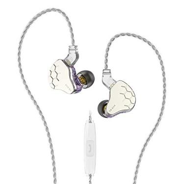 Imagem de Fone de ouvido intra-auricular KBEAR Lark 1BA+1DD, HiFi Bass intra-auricular, fones de ouvido com fio IEM, fones de ouvido estéreo HiFi com cancelamento de ruído com cabo de 2 pinos de 0,75 mm (com microfone, malva)