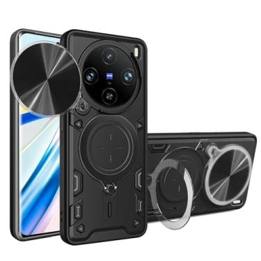 Imagem de WRTBS Capa de telefone para VIVO X200 Pro 5G capa de proteção para câmera deslizante embutida, capa protetora de corpo inteiro militar resistente - preta