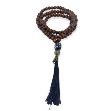 Imagem de Japamala Ze Pelintra dado 108 Contas em Madeira 8 mm Pompom - Lua Mist