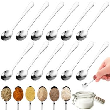 Imagem de THSLSFX 12 Colheres Pequenas Para Especiarias, Mini De Aço Inoxidável 7 Cm, Colher Pequena Condimentos Como Sal, Açúcar, Pimenta, Mel E Molho, Prata