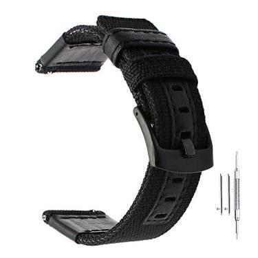 Imagem de Nice Pies Pulseira compatível com Samsung Galaxy Watch 3 de 45 mm/Galaxy Watch de 46 mm/Gear S3 Frontier, pulseira de reposição esportiva de nylon de 22 mm com fivela preta do exército militar (preta