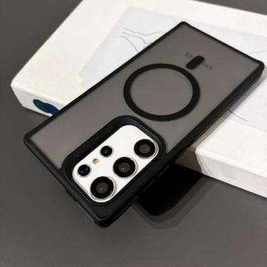 Imagem de MVVKKY Para Samsung S24 Plus Case Fashion Fino Fosco Líquido PC Magnético Sem Fio Capa de Carregamento de Telefone (Para Samsung S24 Plus/preto)