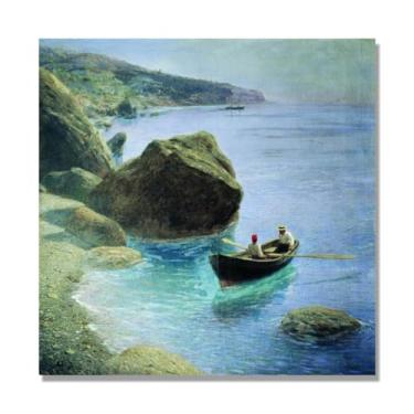 Imagem de Lev Lagorio Prints. Pintura de arte de parede paisagem marítima. Pôster de reproduções de impressões em tela de paisagem para decoração de casa. (Paisagem 10). Somente tela de 60 x 60 cm - 23,7 x 23,7