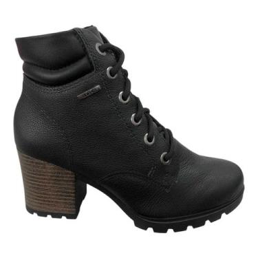 Imagem de Bota Coturno Dakota em Couro Preta Salto bloco de 7,5 cm Leve Super Co