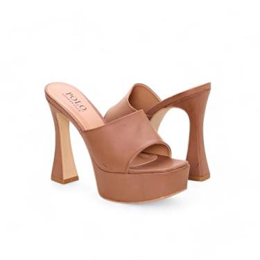 Imagem de Sandália Feminina Verão Mule Plataforma Meia Pata Salto Alto (Ocre, BR, Adulto, Numérico, 39)