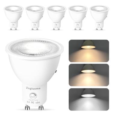 Imagem de Zogluxme Lâmpadas Led Gu10 Reguláveis, Equivalente A 50 W De Halogênio, 3 Cores Ajustáveis 3000 K/4200 K/6000 K, 7 Watts, 600 Lúmens, Lâmpada Led Gu10 De 120 V Para Holofotes, Lâmpada Gu10 Para Lum