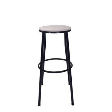 Imagem de Banqueta Alta Flex Sem Encosto Assento em Corino Estrutura Aço Tubular Cozinha Americana Balcão (BRANCO)