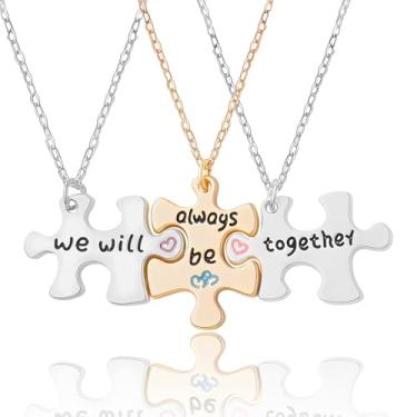 Imagem de Colar de quebra-cabeça Best Friend Friendship para 3 irmãs, presente de aniversário para irmã mais velha do meio, para 3 4 amigas, Small, Zinco, Sem Pedra Preciosa