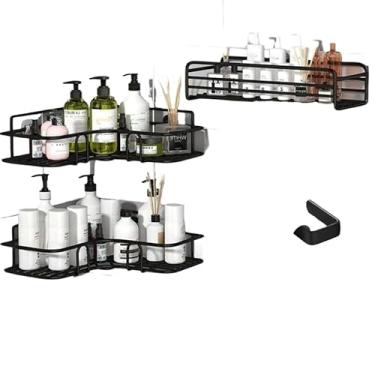 Imagem de Kit 4 Suporte de Banheiro Alto Adesivo Organizador de Parede Sabonete Shampoo Condicionador e Papel(Quantidade)