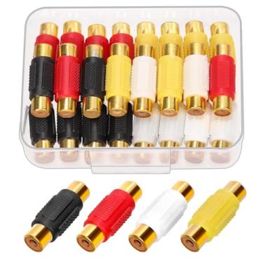 Imagem de Glarks 24 peças, conector de acoplador RCA de 4 cores, banhado a ouro, adaptador de acoplador fêmea para fêmea, áudio e vídeo para extensão de cabo RCA