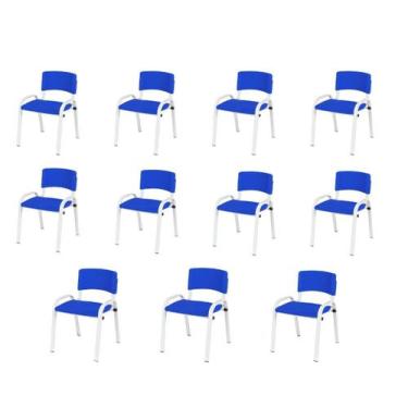 Imagem de Kit 11 Cadeiras Infantil Iso, Escola, Base Branco- Azul - J A Garcia