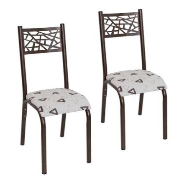 Imagem de Conjunto 2 cadeiras cozinha jantar jade tubo bronze fosco assento esto