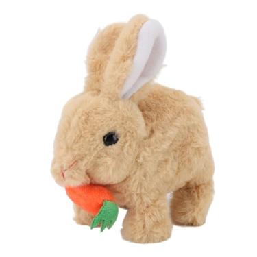 Imagem de Brinquedo de coelhinho realista, coelhinho de pelúcia interativo fofo, coelhinhos podem saltar e mexer as orelhas, brinquedo de coelhinho da páscoa com som para crianças (Amarelo)