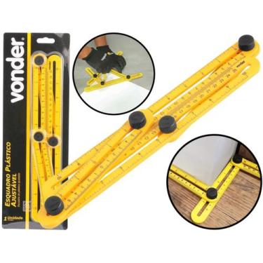 Imagem de Esquadro Dobrável Plástico 4 Réguas Ajustáveis Construção Marcenaria R