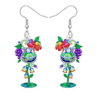 Imagem de DALANE Brincos de acrílico engraçados com pingente de margarita de frutas tropicais do Havaí, lindos acessórios de joias de verão, presentes de praia para mulheres amantes de praia, festas de férias