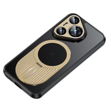 Imagem de LTLMYDAM Capa de dissipação de calor para Huawei Pura 70 Ultra/70 Pro/70 Pro+/70, capa de proteção para câmera, pequena, suporte magnético, fina, dourada, 70 Pro+