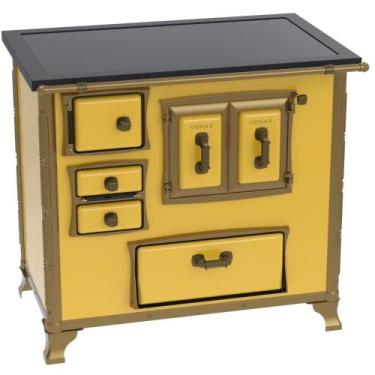 Imagem de Fogao a Lenha Venax GII n 2 Renaissance Premium Amarelo, SAIDA DIREITA