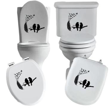 Imagem de Adesivo pena e passsaros vaso sanitário privada caixa acoplada descarg