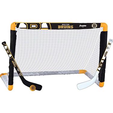 Imagem de Franklin Sports Conjunto de mini hóquei Boston Bruins – Conjunto de gol de hóquei no joelho, bola e 2 bastões de hóquei – Mini rede de gol – Conjunto de hóquei oficial da NHL