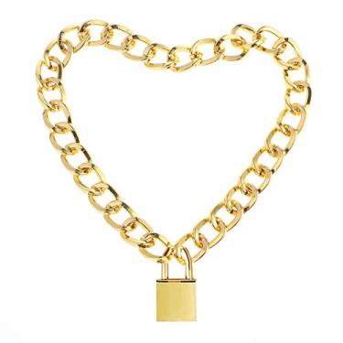 Imagem de Gargantilha de metal com cadeado de coração de amante para homens e mulheres com fechadura e chave 20