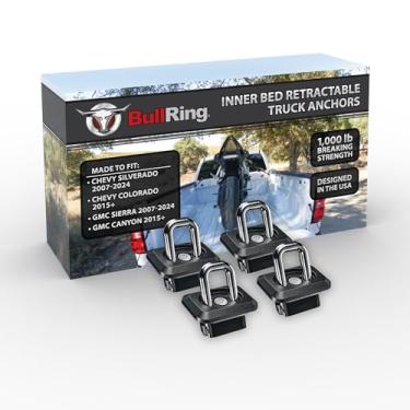 Imagem de Bull Ring Âncoras de amarração de cama de caminhão retráteis de cama interna angular para Chevy Silverado 2007+ e GMC Sierra, Chevy Colorado 2015+ e GMC Canyon (2 pares)..