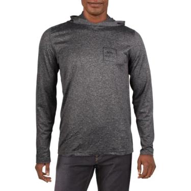 Imagem de RVCA Camiseta masculina RVCA manga longa com capuz Surf cinza pequeno