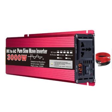 Imagem de Inversores de potência de fase dividida de 3000 W, DC 12 V-60 V a 110 V 220 V CA, inversor de energia de onda senoidal, conversor de energia solar para carro com 1 soquete CA,60V to 110V