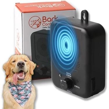 Imagem de AdoPet Dispositivo antilatido, caixa de dissuasão de latidos à prova d'água, repelente de latidos ultrassônico recarregável para cães internos e externos, seguro para cães e pessoas