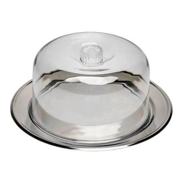 Imagem de Porta Queijos Display Com Prato Base Inox Queijeira Cúpula - Kadê