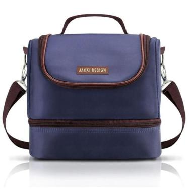 Imagem de Lancheira Bolsa 2 Compartimentos Azul Térmica Marmita Fitnes - Jacki D