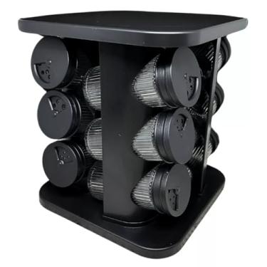 Imagem de Porta Temperos Giratório com 12 Potes de Vidro + Adesivos, Capacidade 85 ml, Modelo: Lines