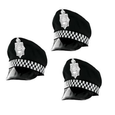 Imagem de Kit C/ 3 PÇS Boina Chapéu Quepe De Policial Preto Branco Acessório Cosplay Festas