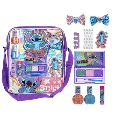 Imagem de Disney Stitch Makeup Filled Shoulder Bag includes Lip Gloss, Nail Polish, Hair Bow & more! for Girls, Ideal for Ages and Up perfect for Parties & Makeovers