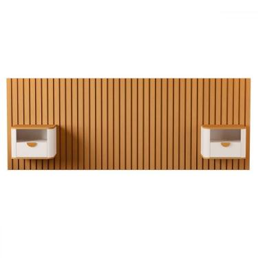 Imagem de Cabeceira Queen Buriti 2 Gaveta Ripado Off White/Natural - Jb Bechara