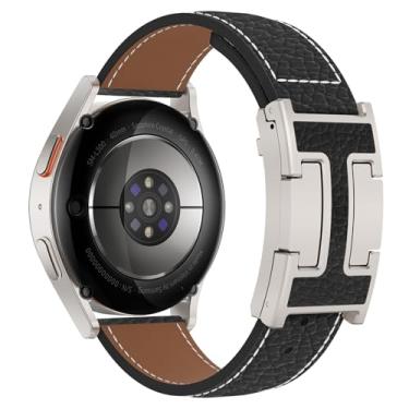 Imagem de CHANCHY Pulseira feminina de couro magnética compatível com Samsung Galaxy Watch 7 6 5 4 FE de 40 mm e 44 mm/Galaxy Watch 6/4 Classic de 47 mm, 43 mm, 46 mm, 42 mm/5 pro de 45 mm