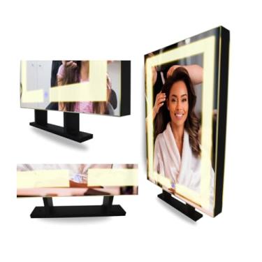 Imagem de Espelho Retangular 70x50cm Iluminado Led 3 Cores Bancada Simples