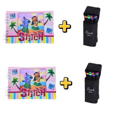 Imagem de 2 Kit Canetinhas Ponta Dupla 12 cores e 2 Livro De Colorir Bobbie Good