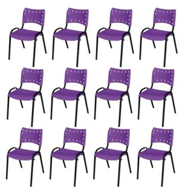 Imagem de Kit 12 Cadeiras Iso Fixa Empilhável Escola Igreja Salão - ravilar, rox