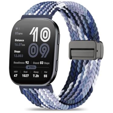 Imagem de Oanux Pulseira de relógio de nylon trançado magnética de 22 mm, compatível com Amazfit Bip 6/Amazfit Bip 5, pulseira esportiva macia respirável para Amazfit Helio e GTR 4/3 Pro/3/2/2e/47 mm masculino