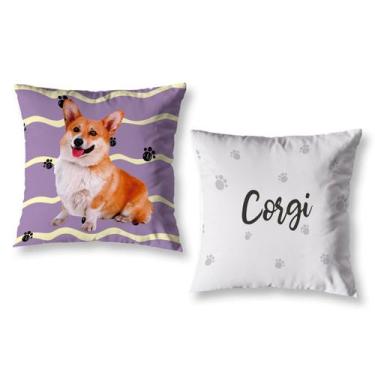 Imagem de Kit 2 Almofadas Pet Cachorros Cheias 40cm x 40cm Decorativas Estampada