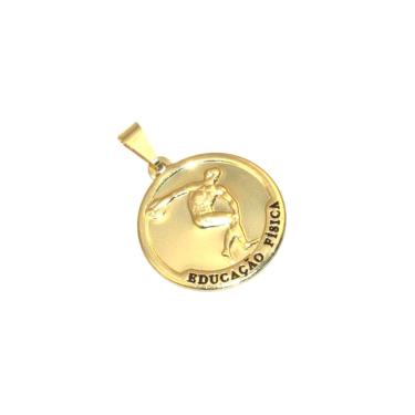 Imagem de Pingente Medalha Esporte Educação Física Folheado 18k