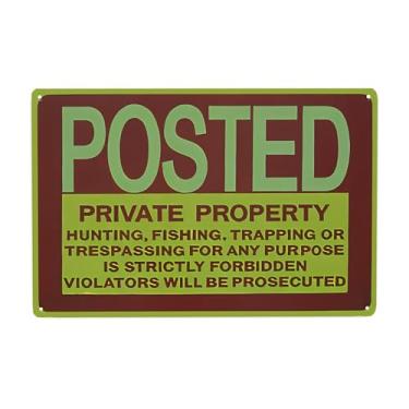 Imagem de 1 placa de não invasão - aviso de propriedade privada para caça, pesca, captura e uso ao ar livre, metal de alumínio durável, roxo, 20 x 30 cm, suporte de parede, impedimento de invasão, placa de