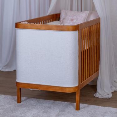 Imagem de Quater, Berço de Madeira Estofado com Tecido Bouclé 2 em 1 Nogueira com Louro Freijó Linha Soley