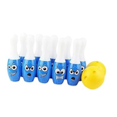 Imagem de TTETTZ Conjunto de boliche infantil, brinquedos engraçados para desenvolvimento inicial, leve, 10 pinos e 2 bolas, jogo familiar para festa, diversão, jardim