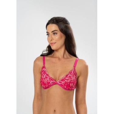 Imagem de Sutiã Sem Bojo e Sem Aro de Renda Bicolor - Gimara, GG, Pink