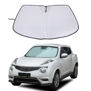 Imagem de Para-brisa compatível com Nissan Juke/Infiniti ESQ 2014-2017 Protetor solar de para-brisa frontal dobrável, bloqueia os raios UV mantém o refrigerador do seu carro (prata B)