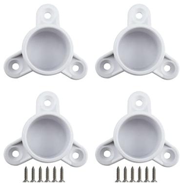 Imagem de SDTC Tech Pacote com 4 encaixes de tampa de perna de mesa de PVC de 3/4 polegadas Suporte de haste de grau para móveis com parafusos de montagem para fazer prateleiras de armazenamento, pés de suporte