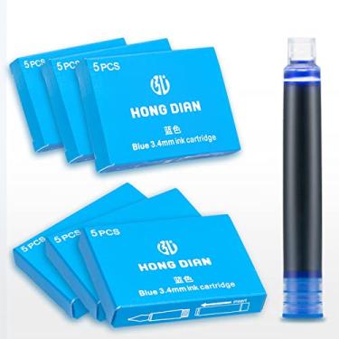 Imagem de Asvine Cartuchos de tinta azul para caneta-tinteiro Hongdian, conjunto de 30 cartuchos de tinta, diâmetro de furo de 3,4 mm