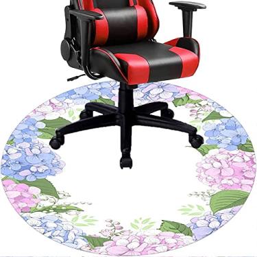 Imagem de Tapete de cadeira de escritório com flores, textura de flor, tapete de cadeira de mesa para piso de madeira de escritório em casa, protetor de piso de pilha baixa, redondo de 91 cm