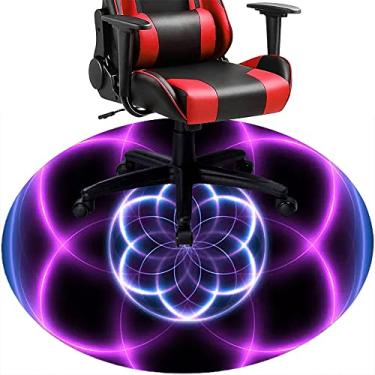 Imagem de Tapete de cadeira de mesa mandala, textura estilo mandala, tapete de cadeira de mesa para piso de madeira de escritório em casa, protetor de piso de pilha baixa, redondo 119 cm